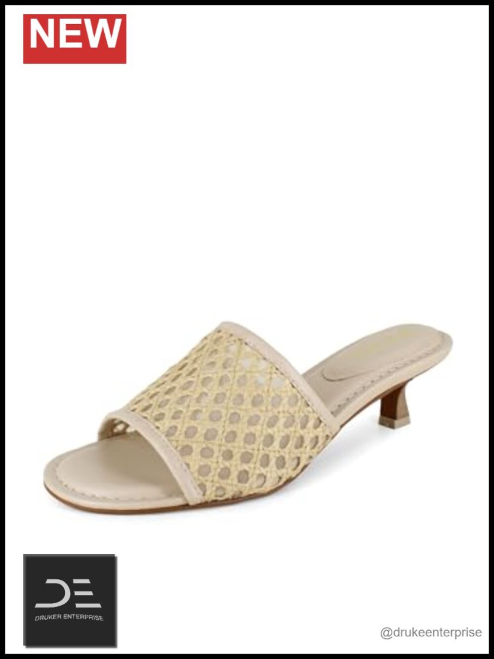Raffia Kitten Heel Slide Sandals Ankle Strap Dressy